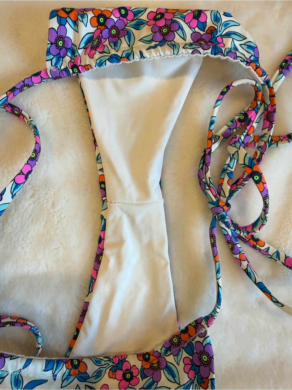 Frankies Bikinis Tie-Side Triangle Bikini Set - Bright Multicolor - Picture 4 of 4